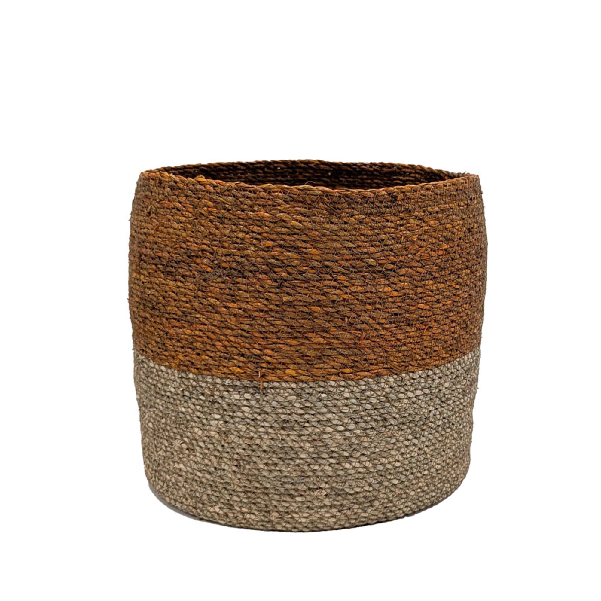 12" Terra Cotta Stripes Seagrass Basket by Ashland®